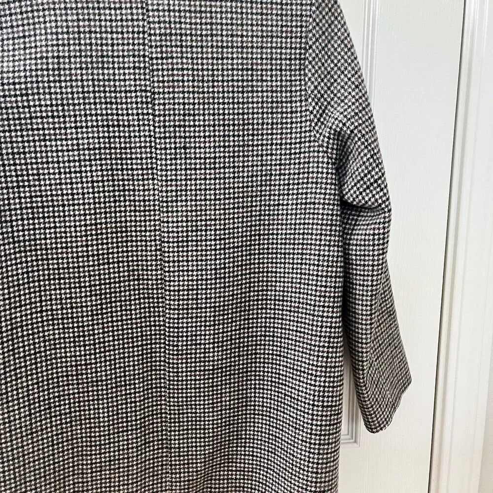 Zara Girls Two Tone Wool Blend Plaid Tweed Coat Brown Black Size 10